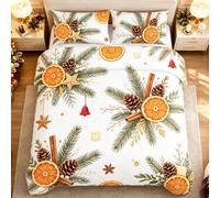 Christmas Housse de Couette Naturel Nordique, Parure de Lit avec 2 Taies | 240x220cm, 100 % Microfibre, fermeture éclair, 4 attaches aux coins, 2 taies d’oreiller 65x65cm, lavable en machine