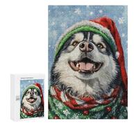 Christmas Husky Dog Art Print-1 Puzzle 1000 Pièces Educa Jouet en Bois Cadeau Unique Décoration Intérieure Jeu Éducatif Challenge Toy Adultes Et Enfants À Partir De 14 Ans 300 PCS