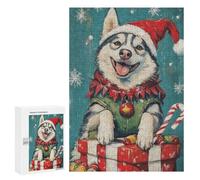 Christmas Husky with Presents-1 Puzzle 1000 Pièces Educa Jouet en Bois Cadeau Unique Décoration Intérieure Jeu Éducatif Challenge Toy Adultes Et Enfants À Partir De 14 Ans 300 PCS