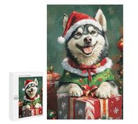 Christmas Husky with Presents Puzzle 1000 Pièces Educa Jouet en Bois Cadeau Unique Décoration Intérieure Jeu Éducatif Challenge Toy Adultes Et Enfants À Partir De 14 Ans 1000 PCS