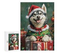 Christmas Husky with Presents Puzzle 1000 Pièces Educa Jouet en Bois Cadeau Unique Décoration Intérieure Jeu Éducatif Challenge Toy Adultes Et Enfants À Partir De 14 Ans 300 PCS