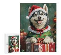 Christmas Husky with Presents Puzzle 1000 Pièces Educa Jouet en Bois Cadeau Unique Décoration Intérieure Jeu Éducatif Challenge Toy Adultes Et Enfants À Partir De 14 Ans 500 PCS