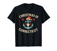 Christmas in Connecticut Chemise Nautique Père Noël Ancre Mignonne T-Shirt