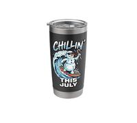 Christmas In July Chillin This July Surf Snowman Gobelet isotherme en acier inoxydable double paroi