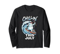 Christmas in July Chillin This July Surf Snowman Manche Longue