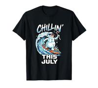 Christmas in July Chillin This July Surf Snowman T-Shirt
