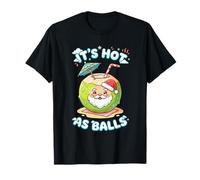 Christmas in July It's Hot As Balls Père Noël Noix de Coco T-Shirt