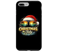 Christmas in July Lunettes de Soleil Chapeau de Père Noël Tropical Sunset Coque pour iPhone 7 Plus/8 Plus