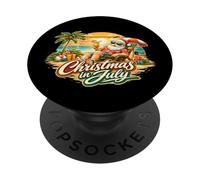 Christmas in July Santa Tropical Beach Sunset Scène PopSockets PopGrip Adhésif