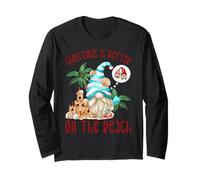 Christmas is Better on The Beach Funny Xmas GNOME Manche Longue