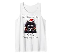 Christmas is Fine I'm Fine Grumpy Xmas Cat Christmas Chaos Débardeur