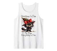 Christmas is Fine I'm Fine Grumpy Xmas Cat Christmas Chaos Débardeur