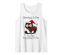 Christmas is Fine I'm Fine Grumpy Xmas Cat Christmas Chaos Débardeur