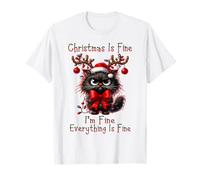 Christmas is Fine I'm Fine Grumpy Xmas Cat Christmas Chaos T-Shirt