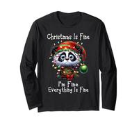 Christmas is Fine I'm Fine Grumpy Xmas Panda Bear Manche Longue