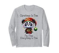 Christmas is Fine I'm Fine Grumpy Xmas Panda Bear Manche Longue