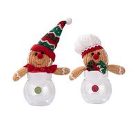Christmas Jars with Lids | 2 Pieces Gingerbread Man Shaped Storage Organizer | Christmas Canister with Lids | for Trinket Snack Treats Stocking Fillers Goodie Party Favor