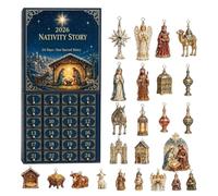 Christmas Jesus Nativity Scene Advent Calendars 2026, 2D Acrylic Ornaments | 24-Day 2D Flat Religious Christmas Ornaments Countdown Calendar for Home Front Door Tree Mantel Decorations