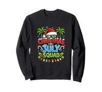 Christmas July Squad Summer Santa Hat Sunglasses Palm Tree Sweatshirt