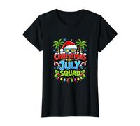 Christmas July Squad Summer Santa Hat Sunglasses Palm Tree T-Shirt Graphique avec Valeur