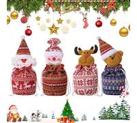 Christmas Knitted Doll Gift Bags, Christmas Eve Apple Bags, Knitted Drawstring Bags, Reusable Drawstring Gift Bags For Holiday Gifts, Party Wrapping