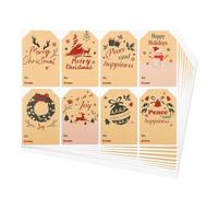 Christmas Labels Stickers - Winter Holiday Tags, Festive Wrapping Labels, Self-Adhesive Decorative Stickers, Easy Peel Design for Envelopes, Cards, Boxes, Family, Party Favor