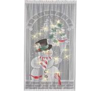Christmas Lace Curtains LED Light Snowman Half Blackout Curtains Living Room Bedroom Home Decor