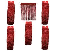 Christmas Lametta Lot de 5 mèches de 1,2 m de large, en cheveux d'ange pour décoration de sapin de Noël (rouge)