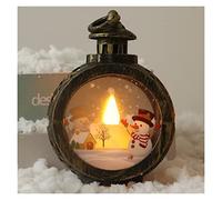 Christmas Led Candle Light Ornament Santa Claus Snowman Lantern Desktop LED Light Retro Window Decor for Home (Color : C) (A )