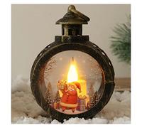Christmas Led Candle Light Ornament Santa Claus Snowman Lantern Desktop LED Light Retro Window Decor for Home (Color : C) (B )