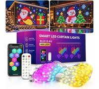 Christmas LED House Net and Smart Outdoor Wall Curtain Light (3m*2m) | Bluetooth APP Control, 400 RGB Outdoor Wall Curtain Display with Remote, for Windows Roofs Patio Christmas Decorations