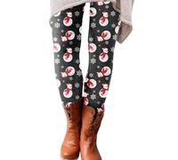 Christmas Leggings Femme Pantalon Vêtements De Noël Neige Fleur Élastique Mode Élégant Legging pour Coton Pilates Collant Sport Push Up Motif Lutin B-Le Noir XL