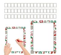 Christmas Letterhead Paper, Holiday Stationery Paper, 50 Pieces Festive Border Design Sheets For Writing Letter Notes Wedding Invitations Greeting Cards