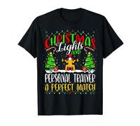 Christmas Light And Personal Trainer Xmas - Fitness Coach T-Shirt