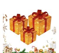 Christmas Lighted Gift Boxes | 3 Pieces LED Light up Present Boxess | Battery Operated Festive Decoration Sparkly for Event Planners Interior Designers Home Office Display
