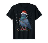 Christmas Lights Pigeon Portant Un Chapeau de Noël - Amoureux des Pigeons T-Shirt
