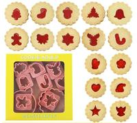 Christmas Linzer Lot de 10 mini emporte-pièces en plastique, 32 styles de moules en forme de bonhomme en pain d'épices pour Noël, l'hiver, les vacances, la pâtisserie