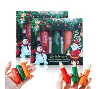 Christmas Lip Balm Set, 3pcs Fruit Flavors Moisturizing Lip Balm for Dry Chapped Lips, Coffret cadeau de baume à lèvres de Noël pour femmes et hommes, Christmas Stocking Stuffers Gifts (2 Set)