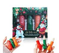 Christmas Lip Balm Set, 3pcs Fruit Flavors Moisturizing Lip Balm for Dry Chapped Lips, Coffret cadeau de baume à lèvres de Noël pour femmes et hommes, Christmas Stocking Stuffers Gifts (1 Set)