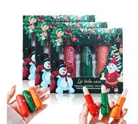 Christmas Lip Balm Set, 3pcs Fruit Flavors Moisturizing Lip Balm for Dry Chapped Lips, Coffret cadeau de baume à lèvres de Noël pour femmes et hommes, Christmas Stocking Stuffers Gifts (3 Set)