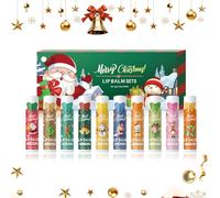 Christmas Lip Balm Set, Baumes à Lèvres De Noël Fruit, Ensemble d'Huile à Lèvres Fruitée, Baume à lèvres hydratant pour les lèvres sèches, Cadeaux de Noël pour Collègues Mère et Épouse (1 Set)