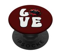 Christmas Love Cat Graphic for Kitten Lover Xmas Poinsettia PopSockets PopGrip Adhésif