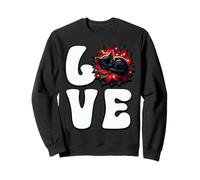 Christmas Love Cat Graphic for Kitten Lover Xmas Poinsettia Sweatshirt
