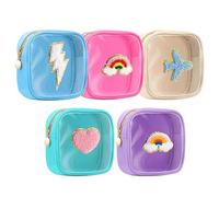 Christmas Makeup Bag - 5 Piece Cosmetic Pouch Set Travel Storage | Waterproof Nylon with Zipper Closure, Portable Toiletry Organizer, Makeup Storage for Lipstick Shampoo Jewelry Vacation Bathroom