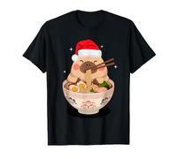 Christmas Men Women Kids Cute Capybara Eating Ramen Noodles T-Shirt