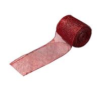 Christmas Mesh Ribbon, Christmas Wired Ribbon for Box Wrapping, Holiday Decor for Garland, Staircase, Wreath Making, Centerpiece, String Lights, Crafts, 196.85 X 2.5 Inches
