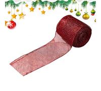Christmas Mesh Ribbon, Red Ribbon Roll, 196.85x2.5 Inches Generous Length, Versatile Use, Decorative Wrap for Tree, Lights, Crafts, Wreaths, Garland, Staircase, Party and Home Styling