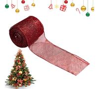 Christmas Mesh Ribbon, Wired Ribbon, 196.85 X 2.5in Holiday Decor Ribbons, Portable Wreaths, Authentic Flexible for Gift Wrapping, Garland Making, Centerpiece Decoration