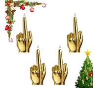 Christmas Middle Finger Christmas Decoration, Adult Humorous Gift Funny Golden Middle Finger Hanging, Cheeky Adult Gag Gift Decor for White Elephant Parties and Holiday Fun (4Pcs)