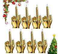Christmas Middle Finger Christmas Decoration, Adult Humorous Gift Funny Golden Middle Finger Hanging, Cheeky Adult Gag Gift Decor for White Elephant Parties and Holiday Fun (8Pcs)